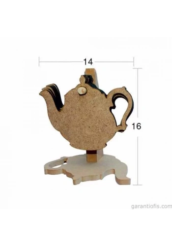 Hobi-Art L 255 Ham Ahşap Çaydanlık Tasarımlı Bardak Altlığı