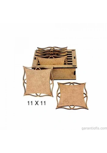 Hobi-Art L 263 Ham Ahşap Geometrik Tasarımlı Bardak Altlığı