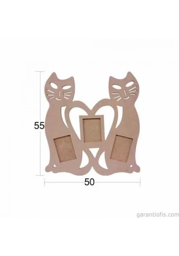 Hobi-Art ÇER 150 Dekoratif Kedi Tasarımlı Çiftli Ahşap Resim Çerçevesi