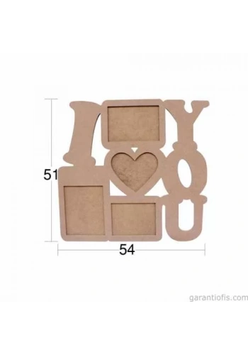 Hobi-Art ÇER 151 Dekoratif I Love You Tasarımlı Ahşap Resim Çerçevesi
