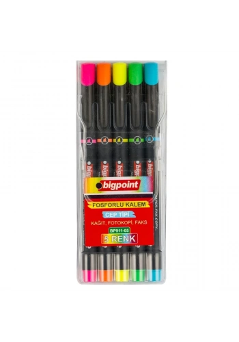 Bigpoint BP911 Fosforlu Kalem Cep Tipi (5 li Set)