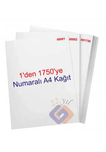 1 den 1750 ye Numaralı A4 Fotokopi Kağıdı