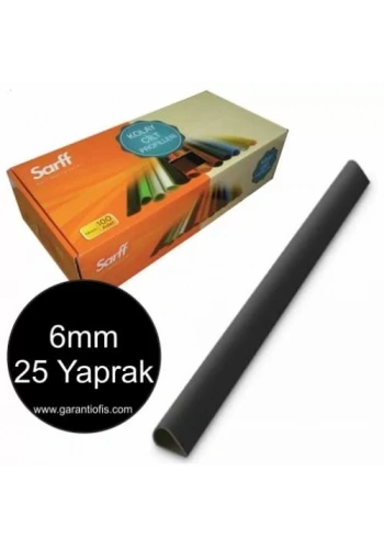 Sarff 6mm Siyah Oval Sırtlık 25 Yaprak Kapasiteli (100 lü Kutu)