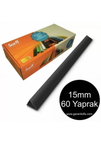 Sarff 15mm Siyah Üçgen Sırtlık 60 Yaprak Kapasiteli (100 lü Kutu)