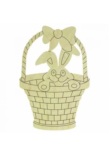 Hobi-Art KD 300 Sepet İçinde Tavşan Figürlü Mini Ahşap Obje