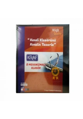 Kraf 2 Halkalı D Mekanizmalı Geniş Klasör A4 Siyah (700 Sayfa Kapasiteli)