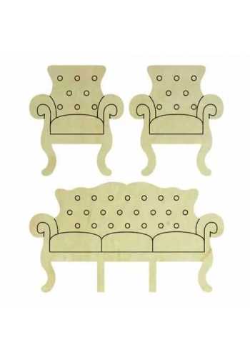 Hobi-Art KD 302 Koltuk Takımı Figürlü Mini Ahşap Obje