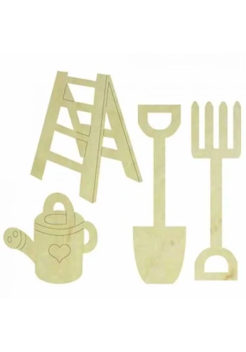 Hobi-Art KD 310 Bahçe Aletleri Figürlü Mini Ahşap Obje