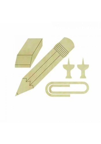 Hobi-Art KD 334 Kalem Silgi Ataş Raptiye Figürlü Mini Ahşap Obje