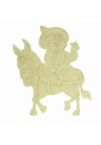 Hobi-Art KD 339 Nasreddin Hoca ve Eşeği Figürlü Mini Ahşap Obje