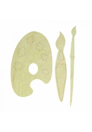 Hobi-Art KD 344 Palet ve Fırça Figürlü Mini Ahşap Obje