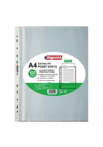 Bigpoint BP292 Extra A4 Poşet Dosya (100 lü Paket)