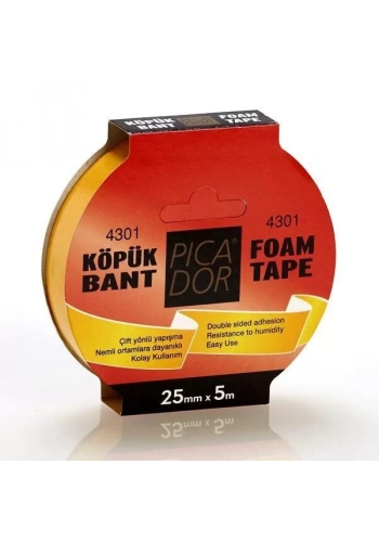 PİCADOR ÇİFT TARAFLI KÖPÜK BANT 25mmx5m (KN005)