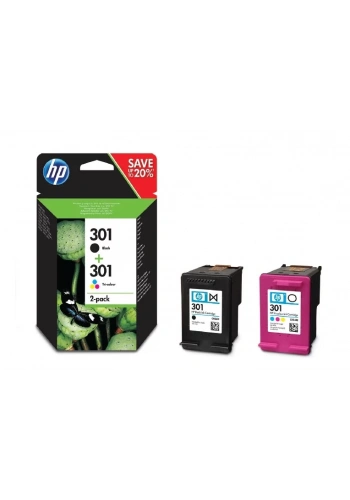 HP N9J72AE (301) SIYAH/UC RENKLI 2 LI PAKET MUREKKEP KARTUSLARI 190/165 SAYFA