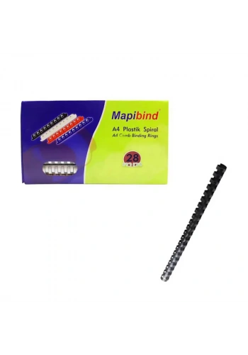 MAPİBİND PLASTİK SPİRAL 28mm SİYAH 50Lİ