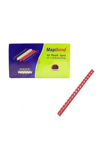 MAPİBİND PLASTİK SPİRAL 28mm KIRMIZI 50Lİ