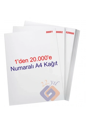 1 den 20000 e Numaralı A4 Fotokopi Kağıdı
