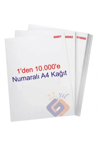 1 den 10000 e Numaralı A4 Fotokopi Kağıdı