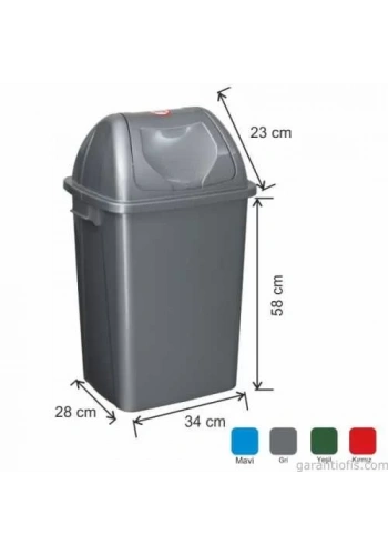 Garanti Metal 7400 Plastik Çatı Kapaklı Çöp Kovası (65 Litre)