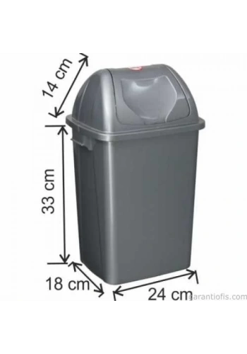 Garanti Metal 7402 Plastik Çatı Kapaklı Çöp Kovası (16 Litre)