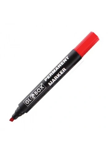 GLOBOX 6921 PERMANENT MARKÖR KOLİ KALEMİ KESİK UÇ KIRMIZI