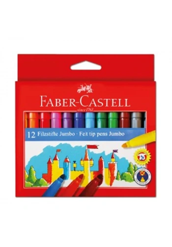 FABER-CASTELL YIKANABİLİR JUMBO KEÇELİ KALEM 12 RENK (554312)