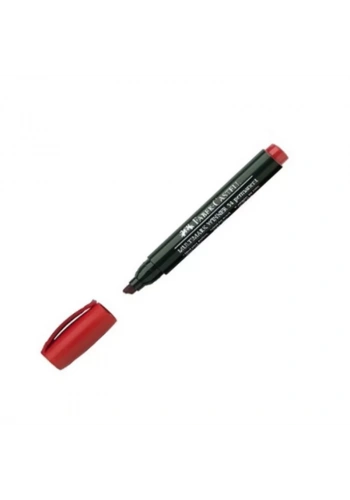FABER-CASTELL 54 PERMANENT MARKÖR KOLİ KALEMİ KESİK UÇ KIRMIZI (152762)