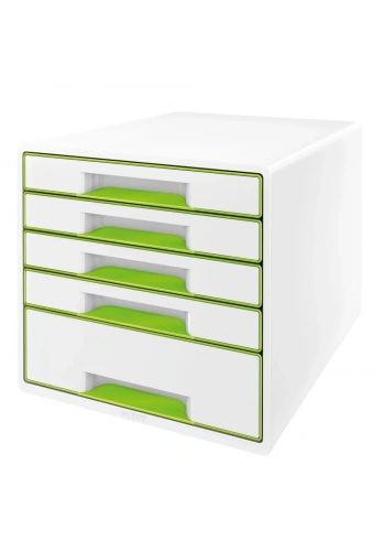 Leitz 5214 WOW Metalik Koyu Yeşil 5 Çekmeceli Evrak Rafı