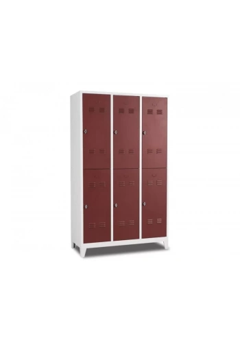 Altı Kapılı Soyunma Dolabı Kahverenk Gri (Yarım Boy Kapılı)