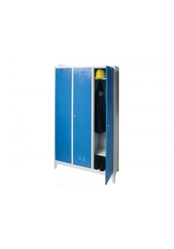 Metal Üç Kapılı Soyunma Dolabı Mavi Gri (Tam Boy Kapılı)
