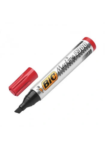 BİC 2300 PERMANENT MARKÖR KOLİ KALEMİ KESİK UÇ KIRMIZI (8209243)