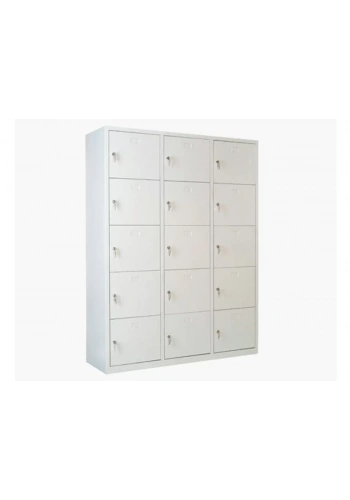 Metal 15 Gözlü Öğretmen Dolabı Gri Renk (Asma Kilitli)