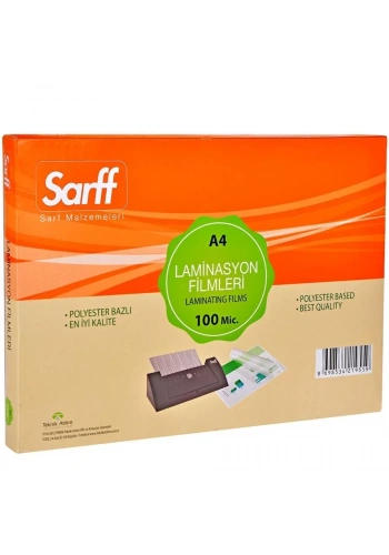 Sarff 100 Mikron Parlak A4 PVC Laminasyon Filmi (100 lü Paket)