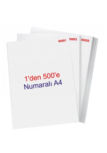 NUMARALI FOTOKOPİ KAĞIDI A4 (1-500) 80gr