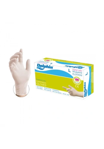 DOLPHİN PUDRALI LATEKS MUAYENE ELDİVENİ LARGE 100LÜ