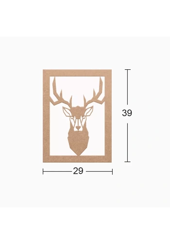 Hobi-Art DS 20 Boyanabilir Geyik Desenli Ahşap Duvar Süsü