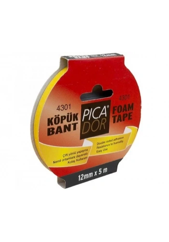 PİCADOR ÇİFT TARAFLI KÖPÜK BANT 12mmx5m ASKILI (KO001)