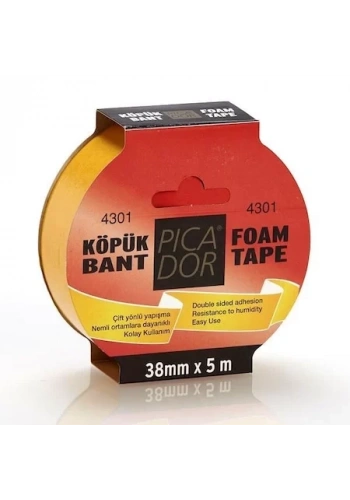 PİCADOR ÇİFT TARAFLI KÖPÜK BANT 38mmx5m ASKILI (KO004)