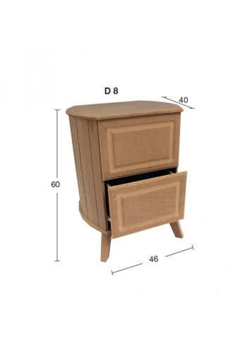 Hobi-Art D 07 Boyanabilir Ahşap İki Çekmeceli Bombe Komidin