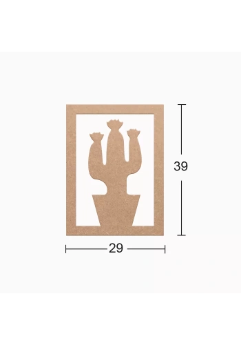 Hobi-Art DS 32 Boyanabilir  Kaktüs Ağacı Desenli Ahşap Duvar Süsü
