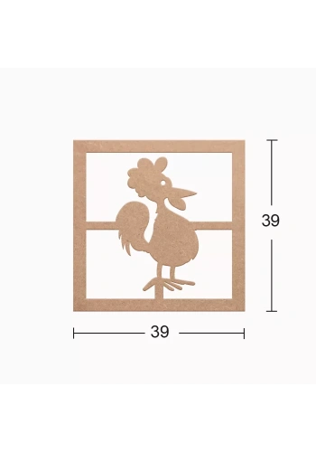 Hobi-Art DS 23 Boyanabilir Horoz Desenli Ahşap Duvar Süsü