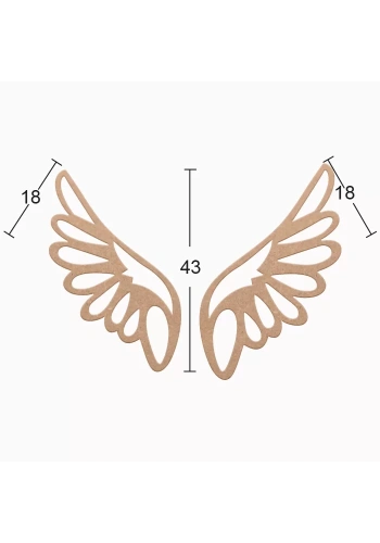 Hobi-Art DS 87 Boyanabilir Ahşap Kanat Desenli Duvar Süsü