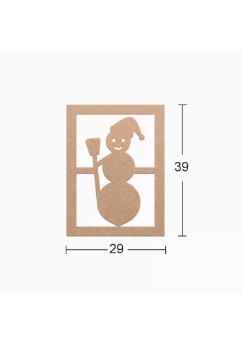 Hobi-Art DS 51 Boyanabilir Ahşap Kardan Adam Desenli Duvar Süsü