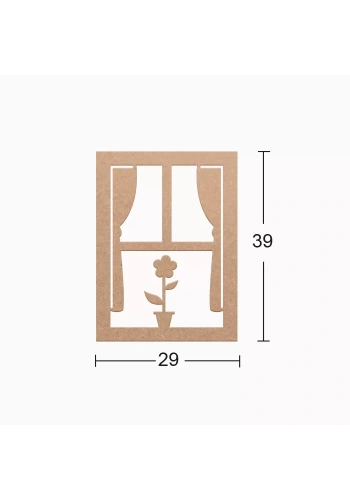 Hobi-Art DS 47 Boyanabilir Ahşap Pencerede Gül Desenli Duvar Süsü