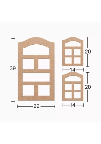 Hobi-Art DS 123 Boyanabilir Ahşap Pencere Desenli Duvar Süsü