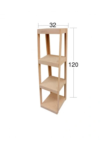 Hobi-Art F 732 Boyanabilir Ahşap 4 Katlı Demonte Raf