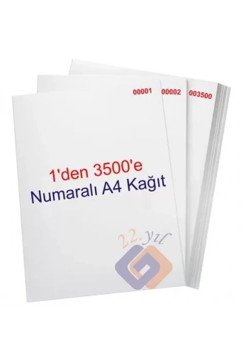 1 den 3500 e Numaralı A4 Fotokopi Kağıdı
