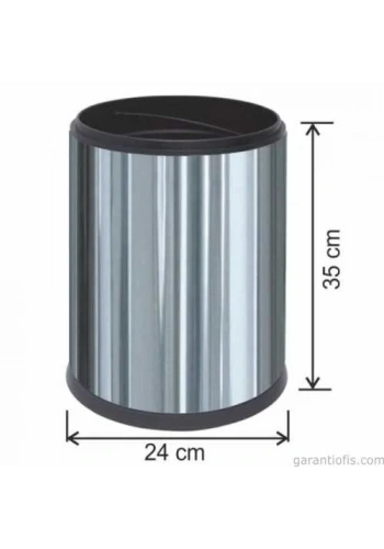 Garanti Metal 1417  Ofis Tipi Paslanmaz Krom Çöp Kovası (12 Litre)