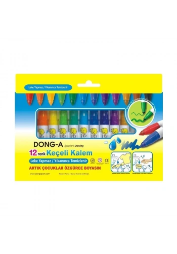 DONG-A 239313 YIKANABİLİR JUMBO KEÇELİ KALEM 12 RENK