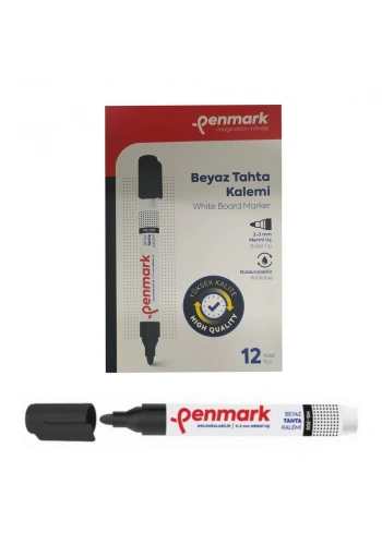Penmark Beyaz Yazı Tahtası Kalemi Siyah Renk (12 Adet)